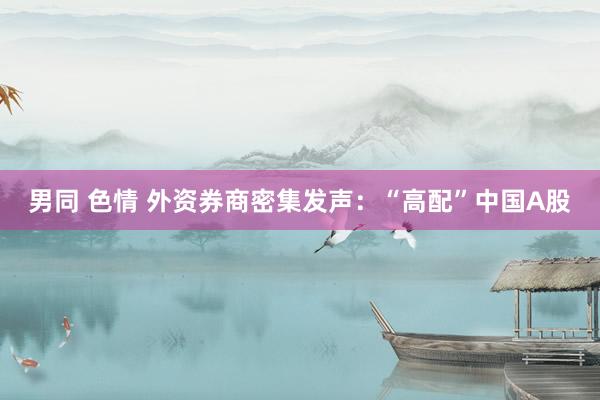 男同 色情 外资券商密集发声：“高配”中国A股