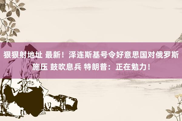 狠狠射地址 最新！泽连斯基号令好意思国对俄罗斯施压 鼓吹息兵 特朗普：正在勉力！