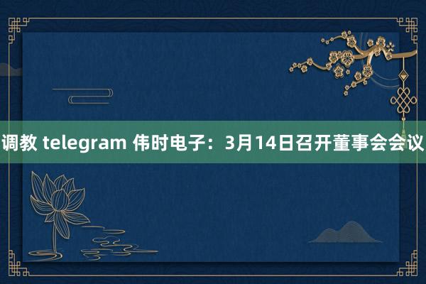 调教 telegram 伟时电子：3月14日召开董事会会议