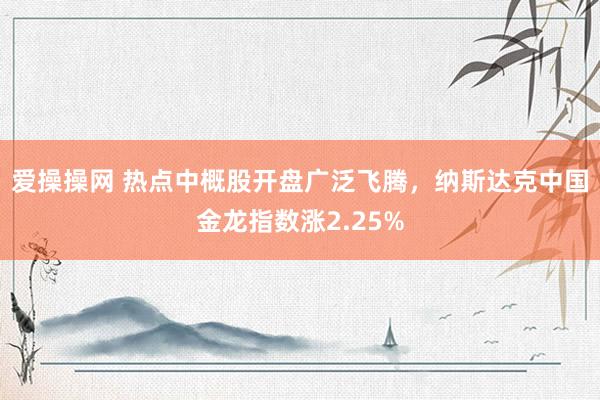 爱操操网 热点中概股开盘广泛飞腾，纳斯达克中国金龙指数涨2.25%