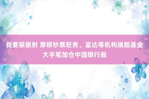 我要狠狠射 摩根钞票贬责、富达等机构旗舰基金大手笔加仓中国银行股
