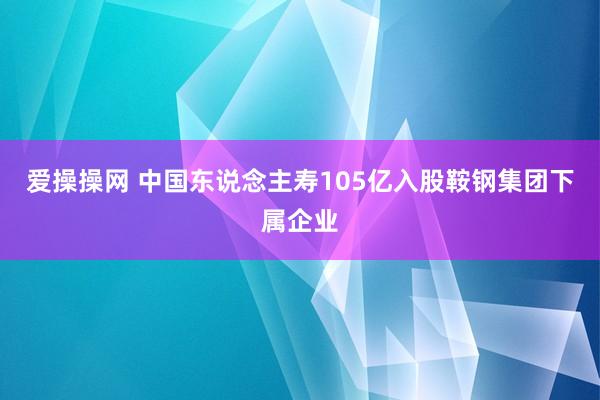 爱操操网 中国东说念主寿105亿入股鞍钢集团下属企业